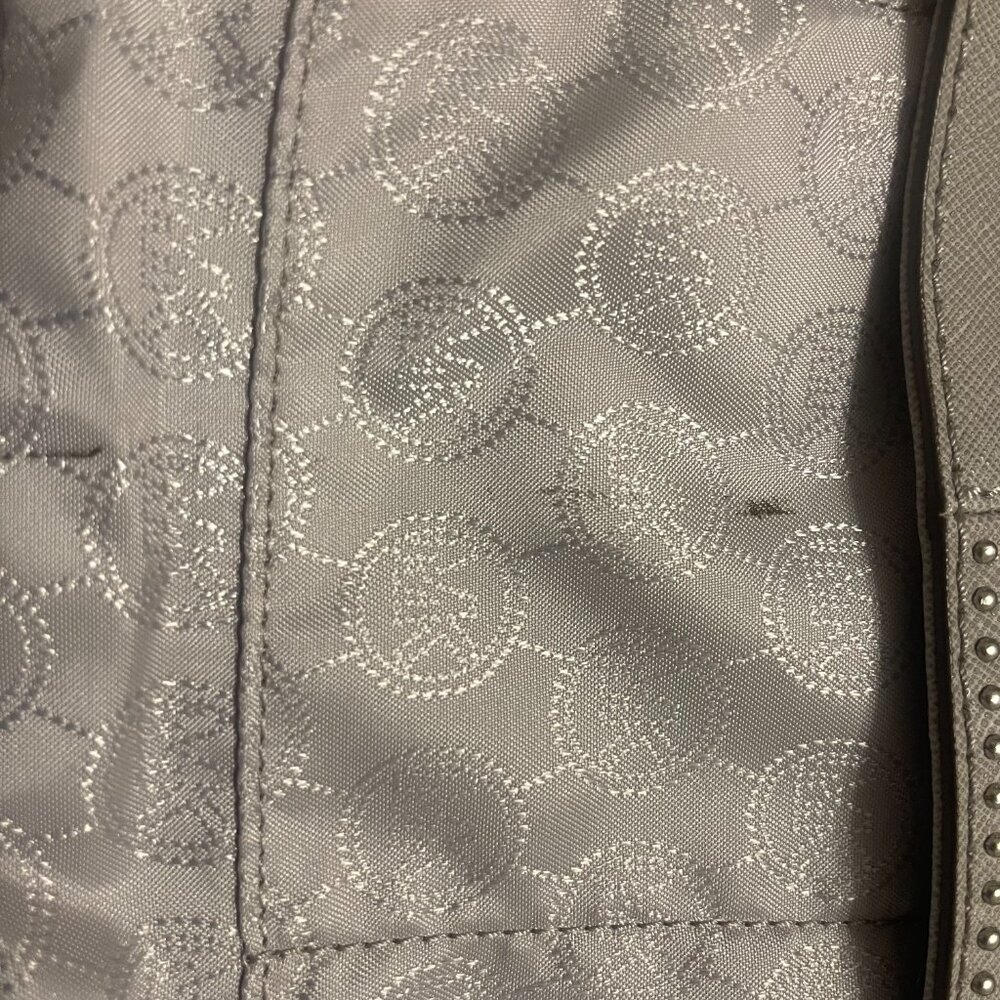 Michael Kors Hamilton EW Micro Stud Stripe Grey Leather Handbag - Picture 12 of 12